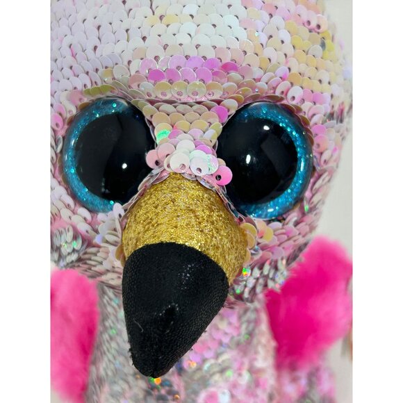 Ty Flippables Pinky Flamingo Beanie Babies Plush Toy Stuffed Animal Beanbag Kids - Picture 15 of 16